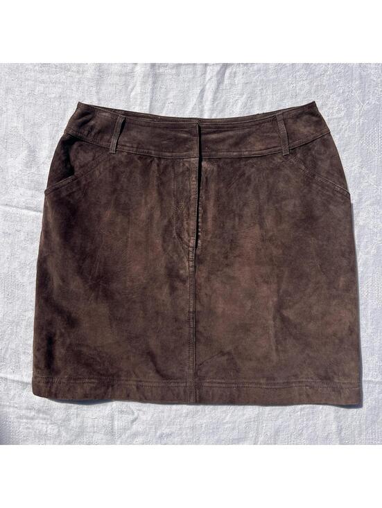 Emanuel Ungaro Dresses & Skirts - Emanuel Ungaro Liberte Petite Brown Suede Leather Mini Skirt Size 6P / 40